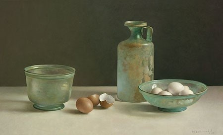 Stilleven met Romeins glas en eieren - Henk Helmantel