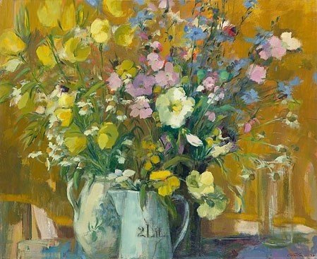 Yellow floral still life van Carla Rodenberg