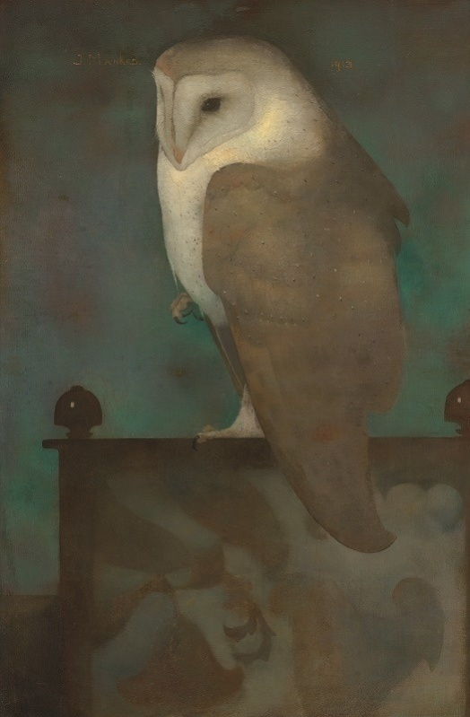 Grote uil op scherm van Jan Mankes